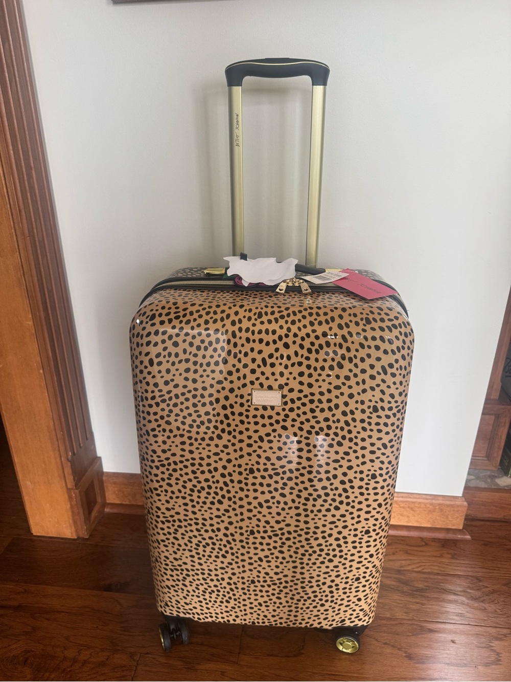 BETSEY JOHNSON “MARKET DOT” COLLECTION HARD SIDE CAMEL/ BLACK ROLLING LUGGAGE - Picture 6 of 10